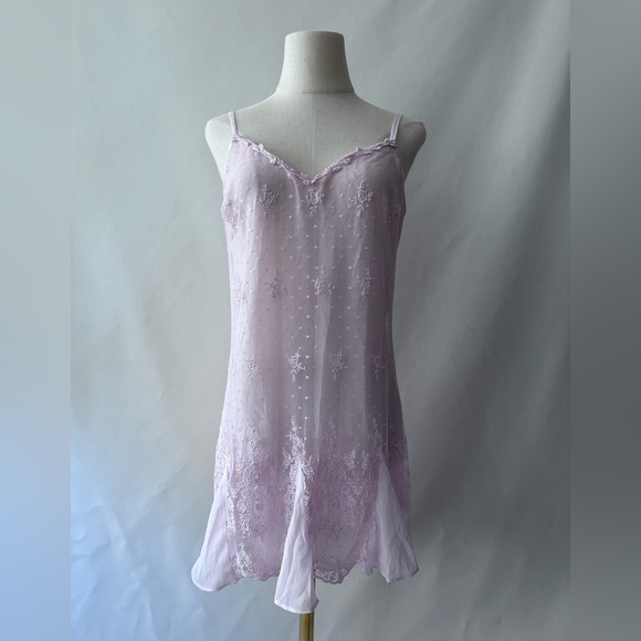 Flora Light Pink Lace Overlay Embroidered Appliqué Chemise Lingerie - Picture 3 of 13